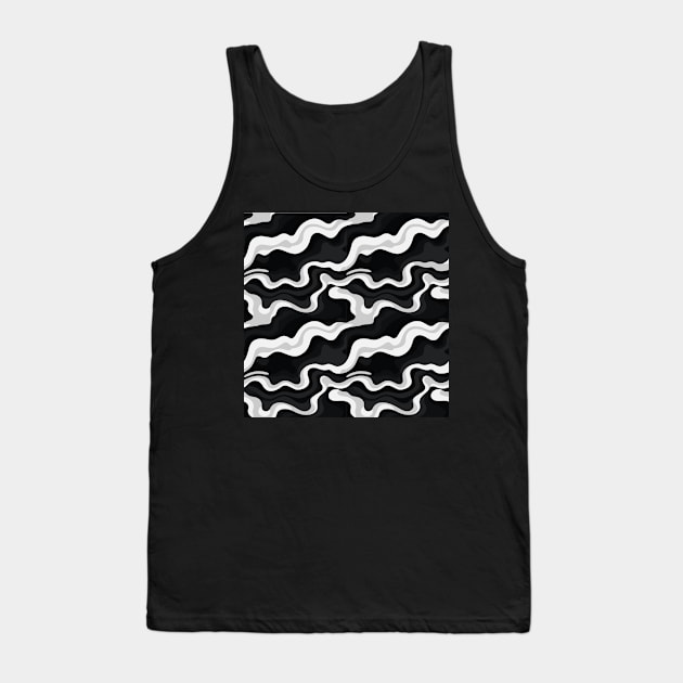 Monochrome Waves: Modern Abstract Ebb and Flow Tank Top by star trek fanart and more